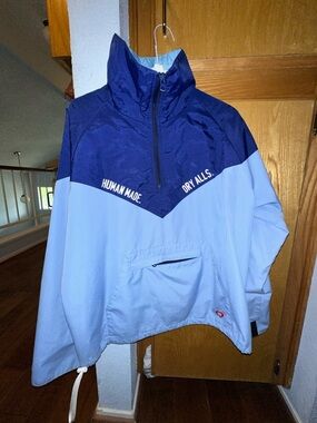 Human Made Two-Tone Light Blue & Navy Half-Zip Windbreaker